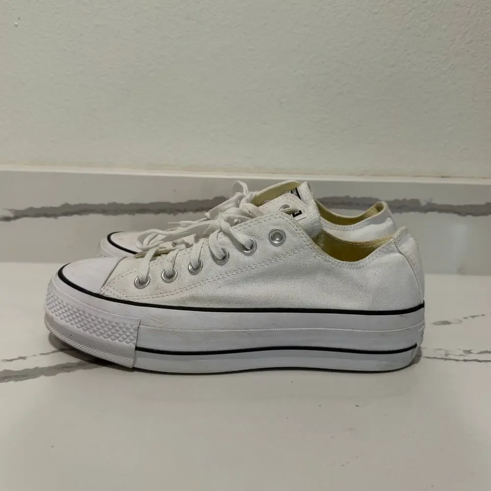 Converse Chuck Taylor All Star Lift Platform Shoes Women's 8 White Low Top